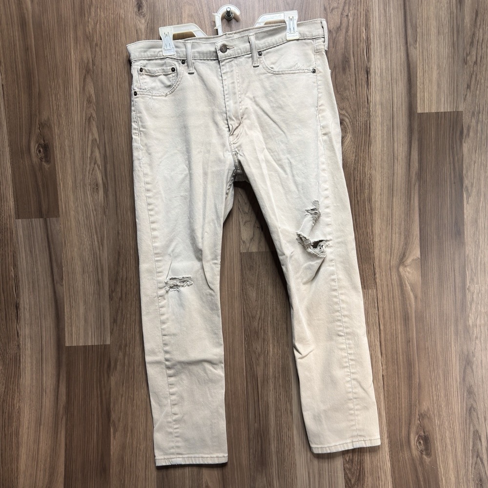 Levis 510 Skinny Jeans Khaki Brown Distressed Denim 36W 29L 5-Pocket Zip Fly